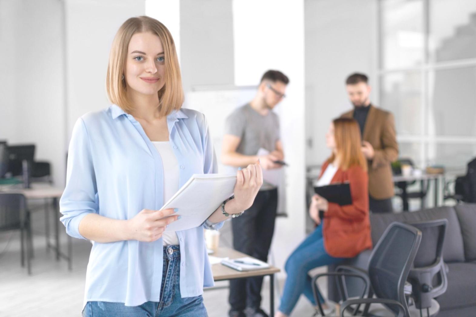 Professional team reviewing financial reports and data analysis